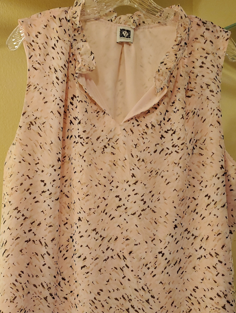 Sleeveless Pink Printed Ruffle Top Size XL
